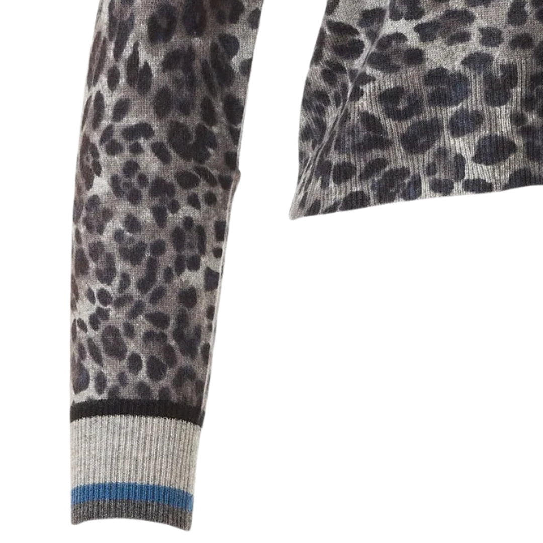 Tipped Leopard Cardigan in Sterling Multi