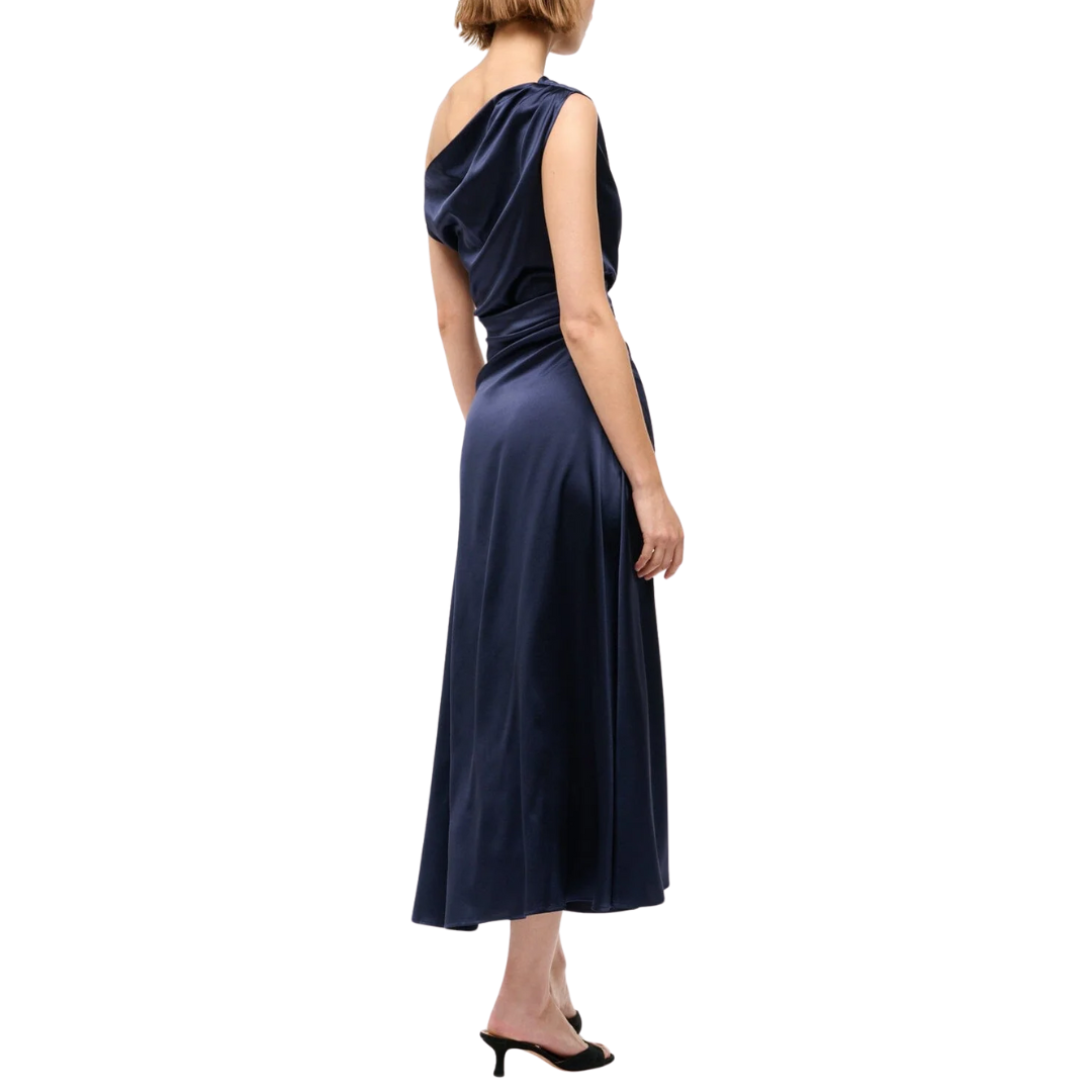 Phare Silk Dress in Navy