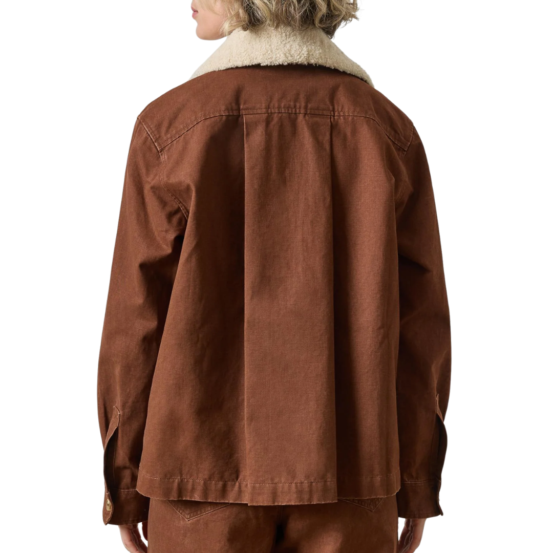 Washed Twill Pleat Back Jacket in Chestnut