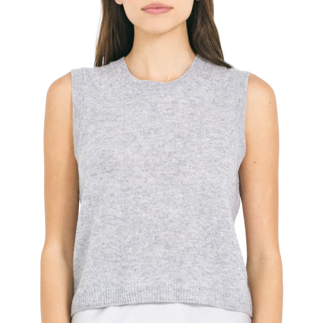 Forbes Cashmere Sleeveless Tee in Heather Grey