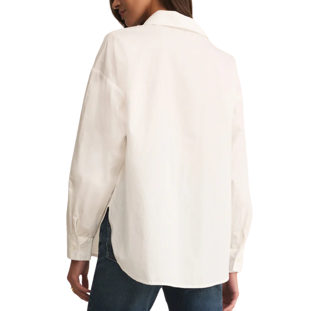 Elevated Poplin Button Up in White