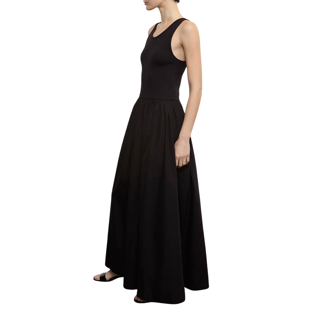 Cotton Resort Tank Dress in Black