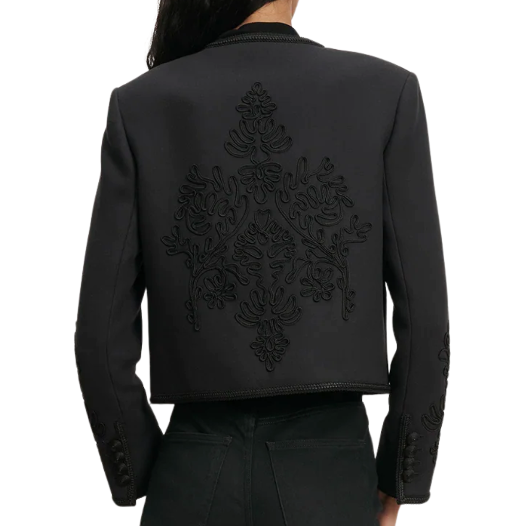 Latrell Embroidered Jacket in Navy