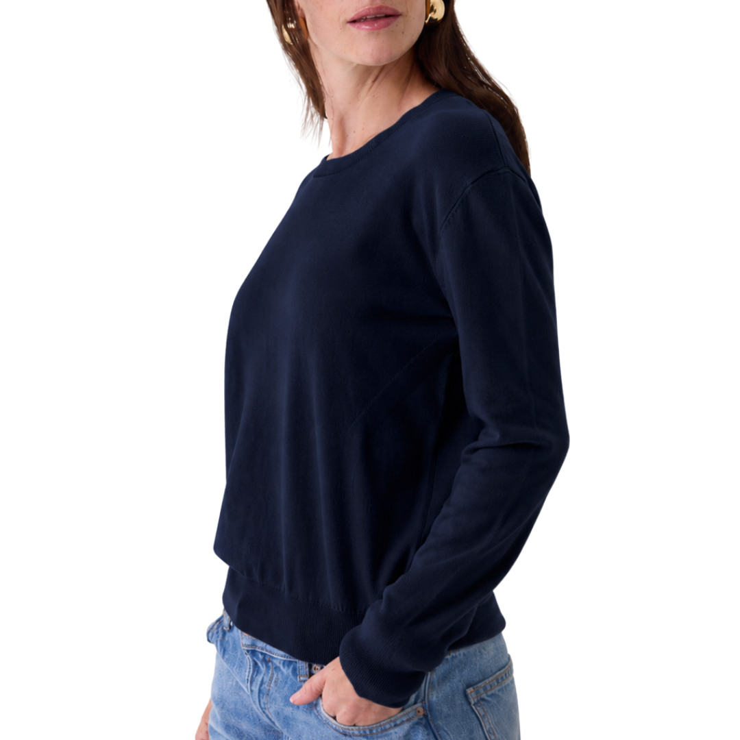 Organic Cotton Knit L/S Crewneck in Marine