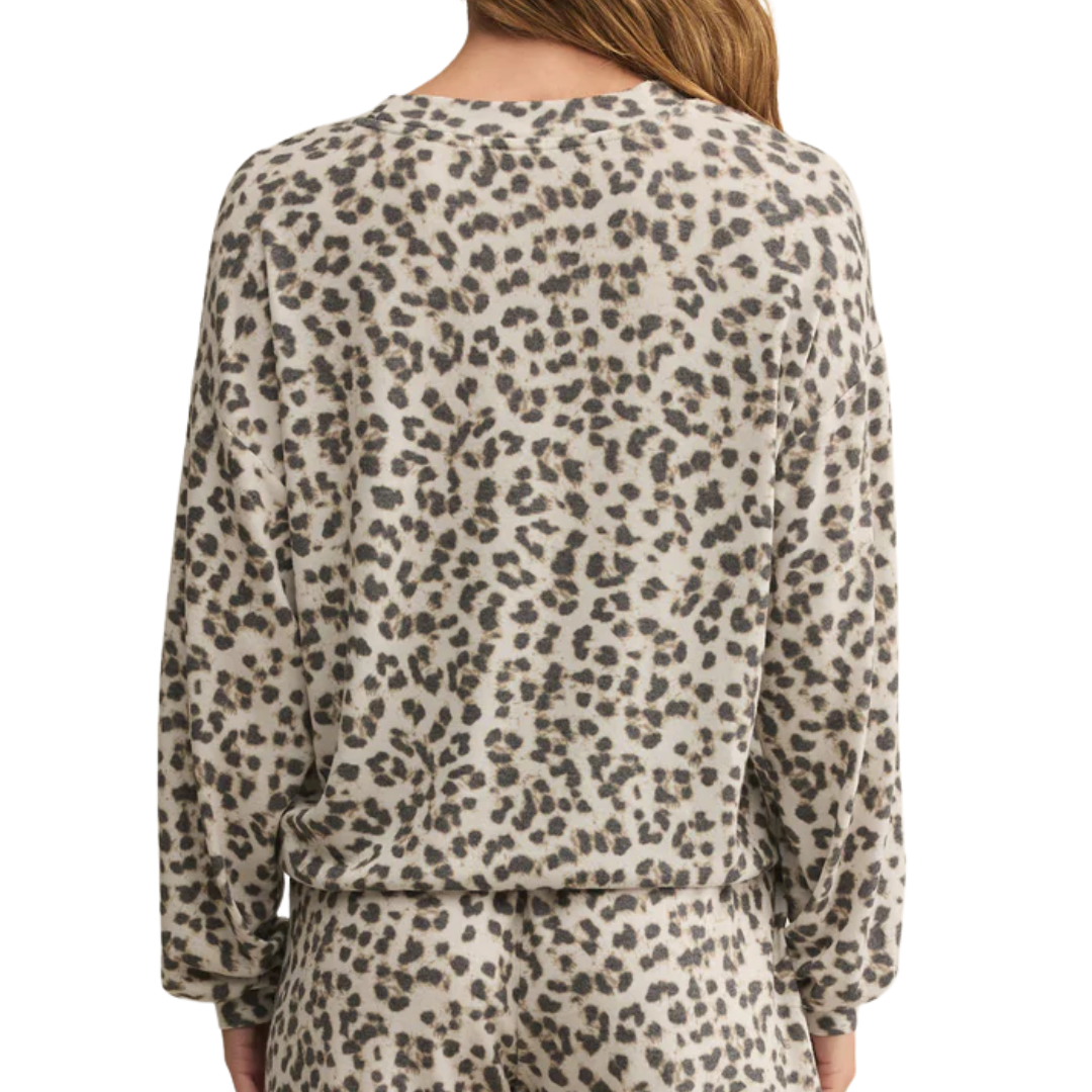 Luxe Leopard Long Sleeve Top in Champagne