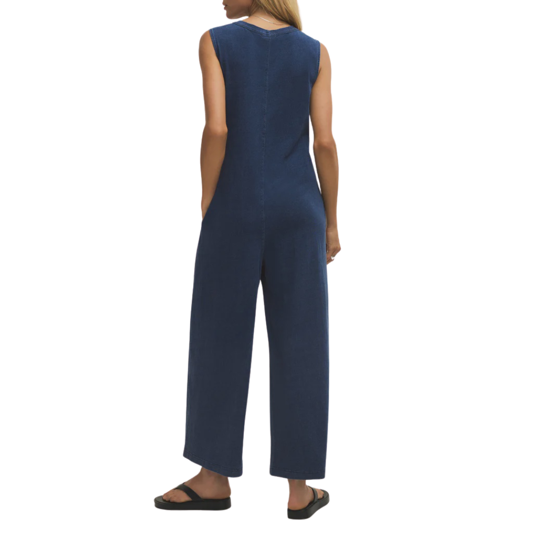 Fiona Jersey Denim Jumpsuit in Indigo