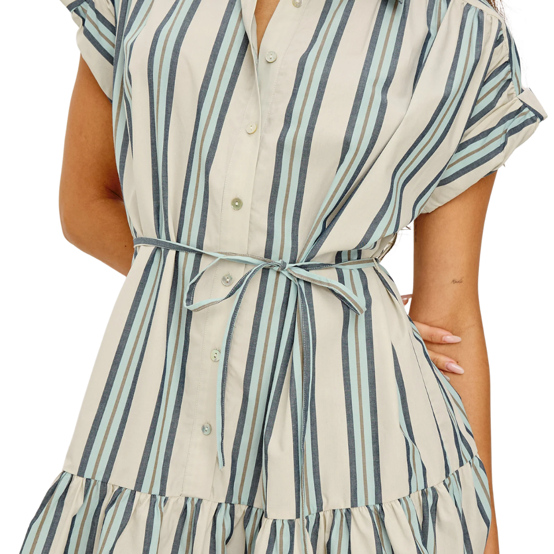 Evaline Dress in Marsala Stripe