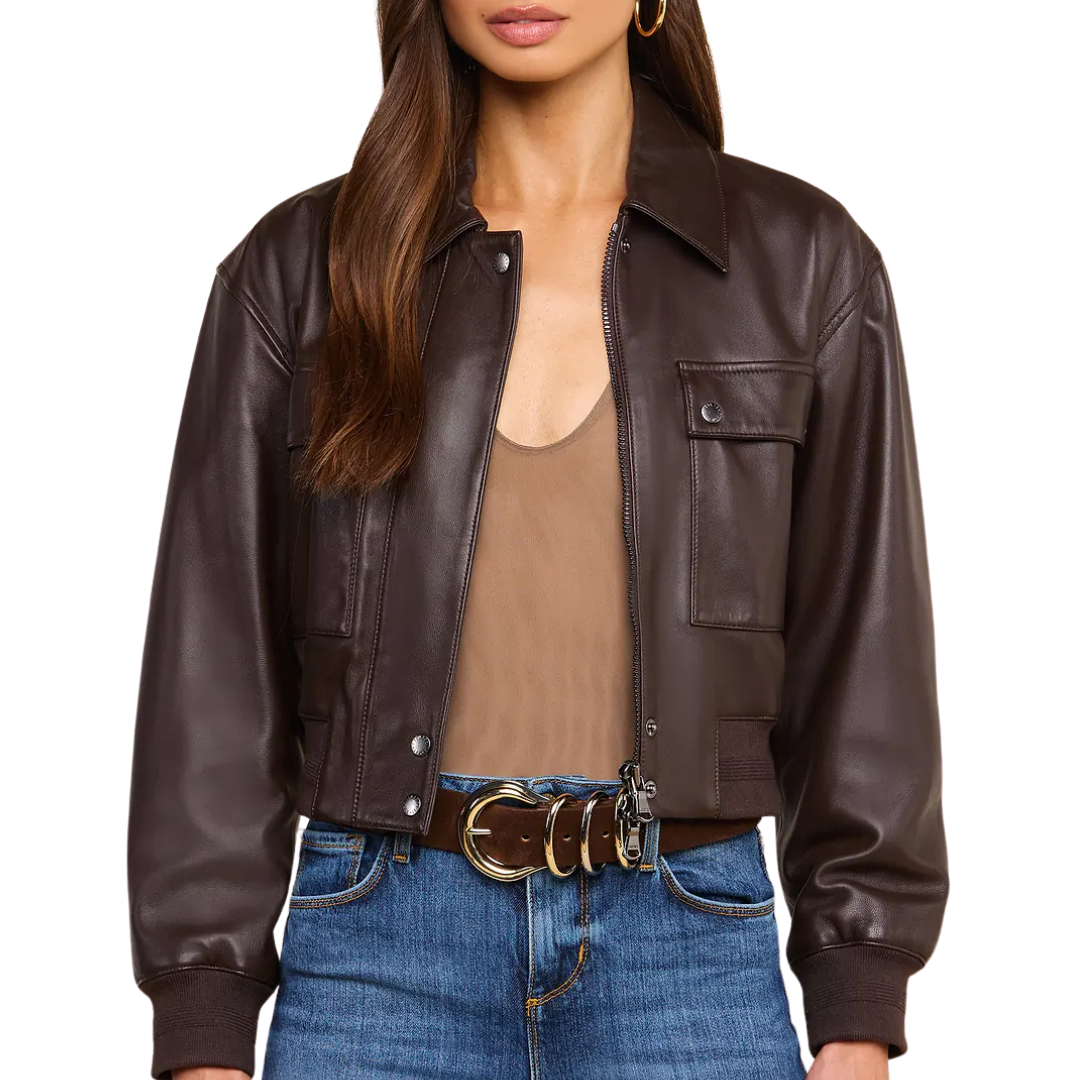 Clotilde Leather Jacket in Brunette