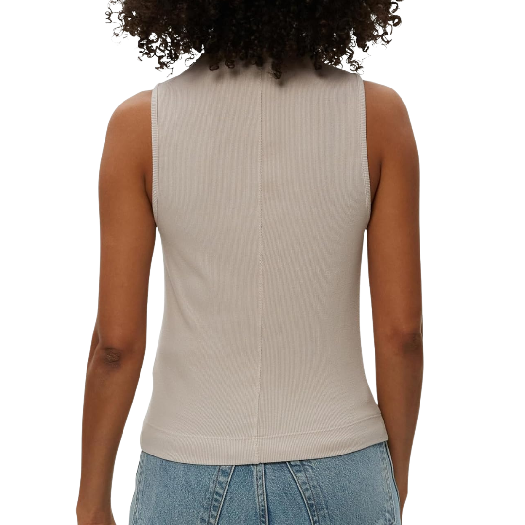 Chiara Drape Neck Tank in Cement