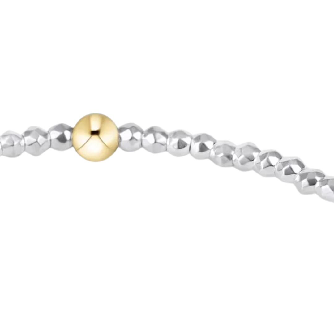 Bright Silver Faceted Hematite 2MM Bead Bracelet