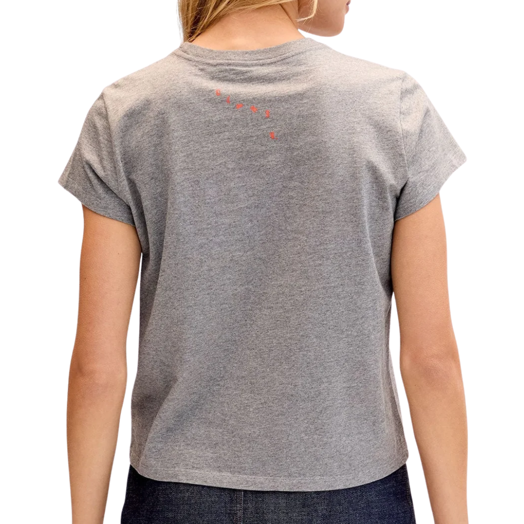Classic Tee in Grey Melange w/ Safety Orange Block Ciao