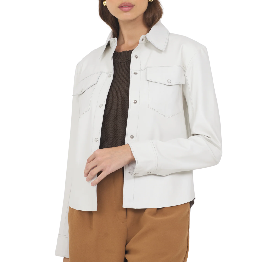Rowan Washed Leather Jacket in White