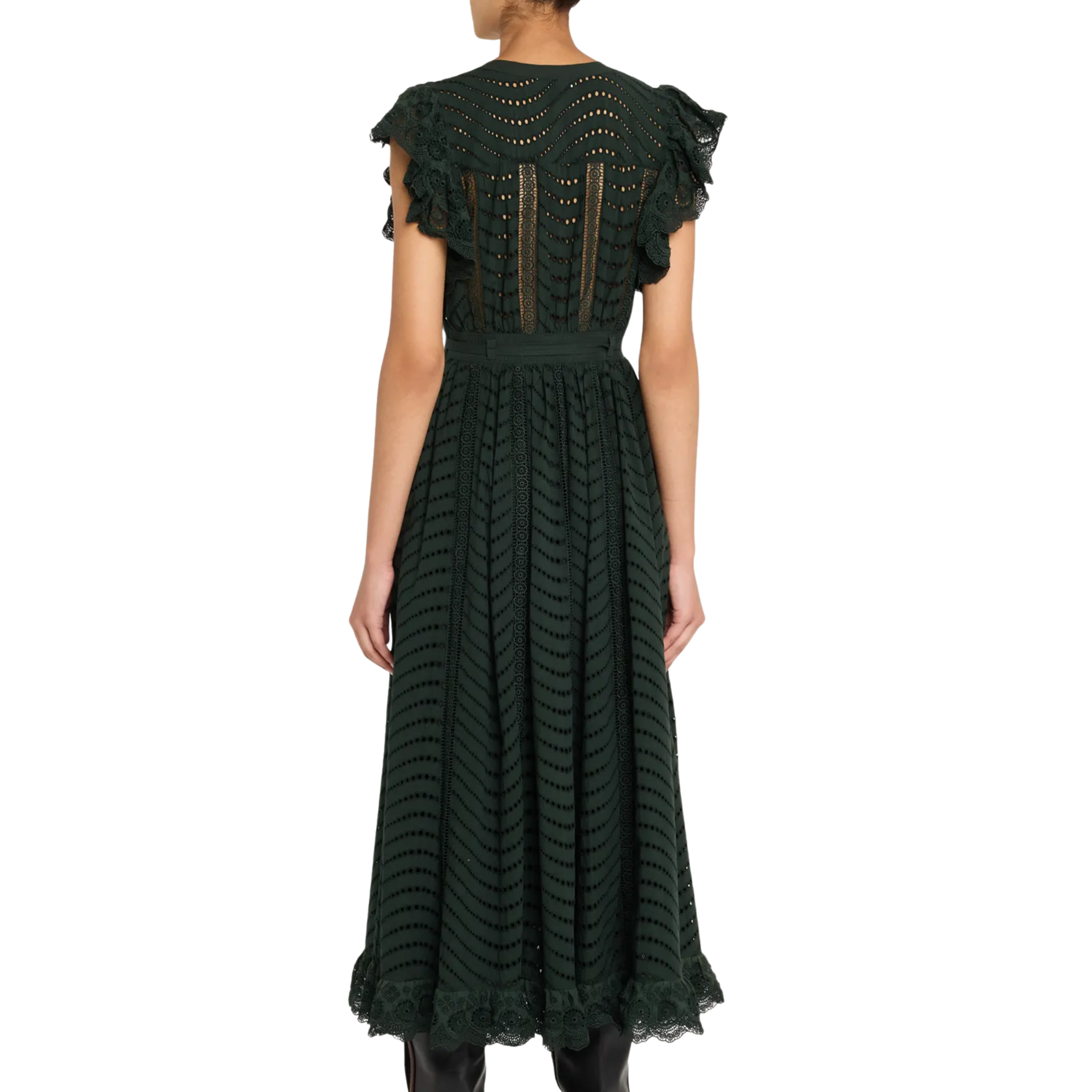 Olga Flutter Sleeve Midi Dress in Cypress