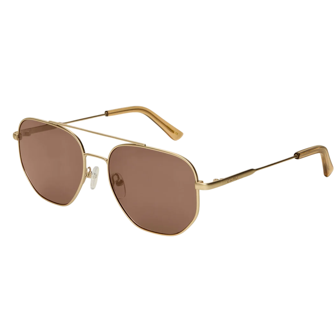 Highway Polarized Sunglasses in Satin Gold - Brown