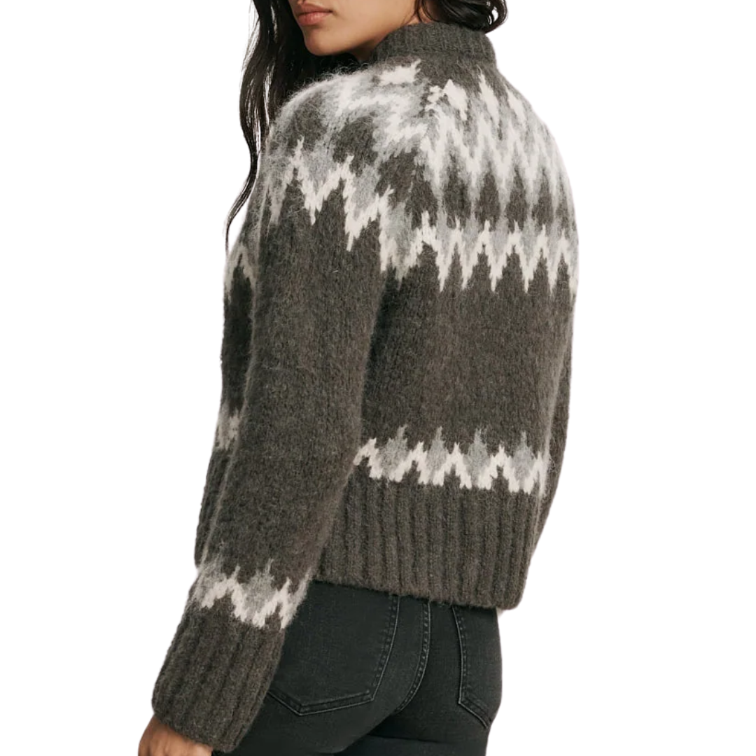 Christina Fair Isle Cardigan in Green Shadow Multi