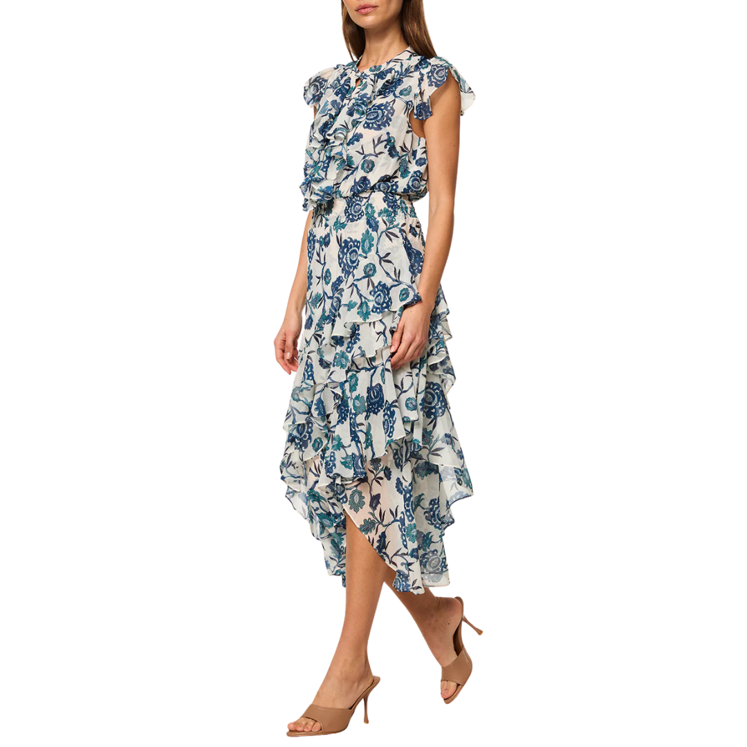 Ilysa Dress in Indigo Teal Blooms