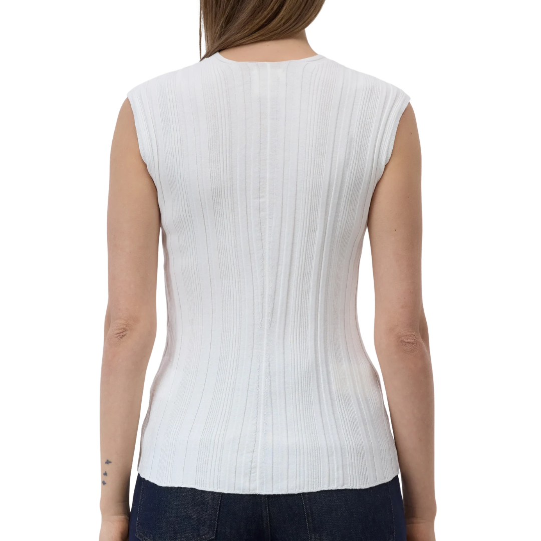V-Neck Cotton Knit in Ivory