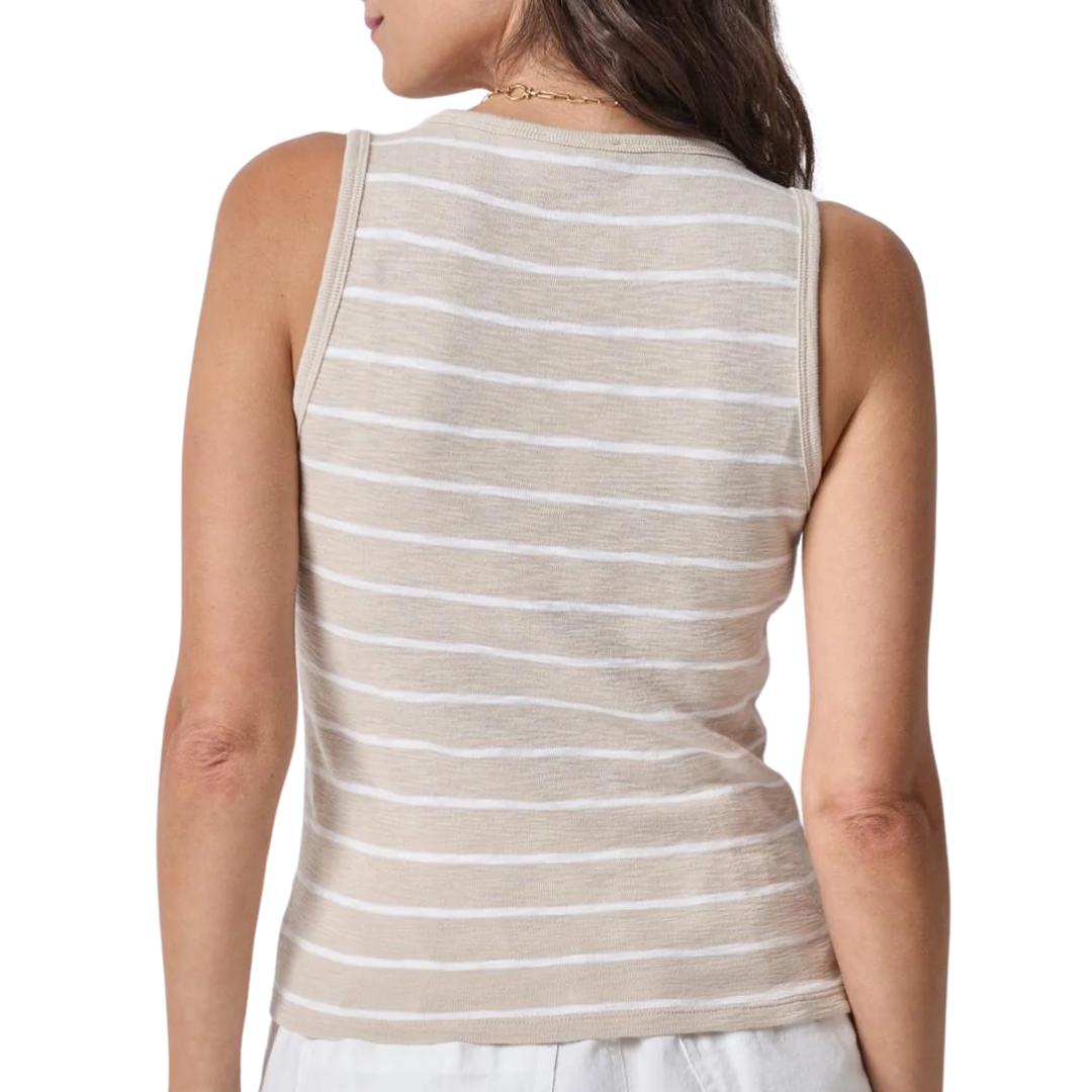 Striped Wide Strap Tank in Bamboo Stripe