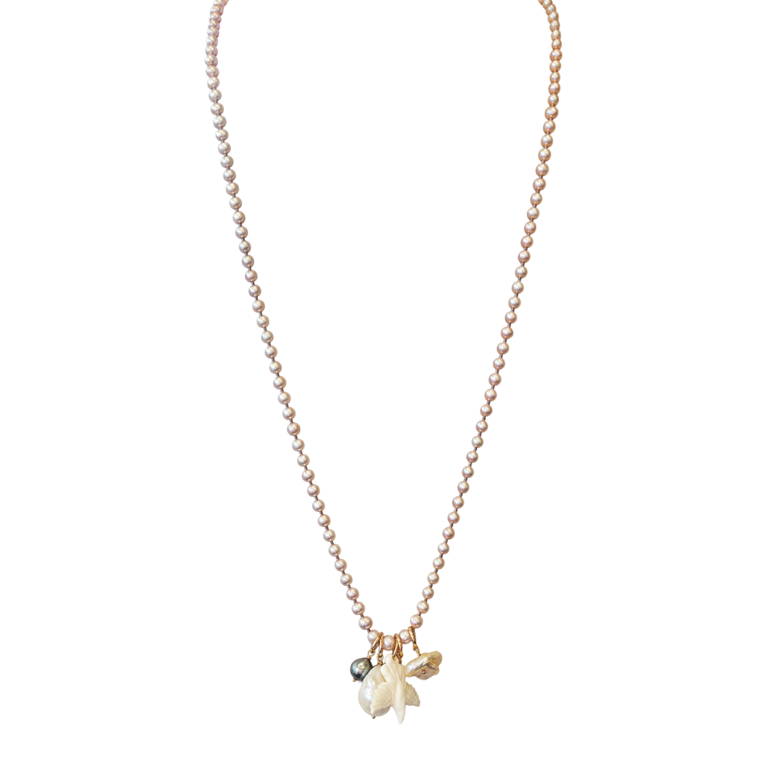 Hawk Eye 34" Necklace in Pink Pearl