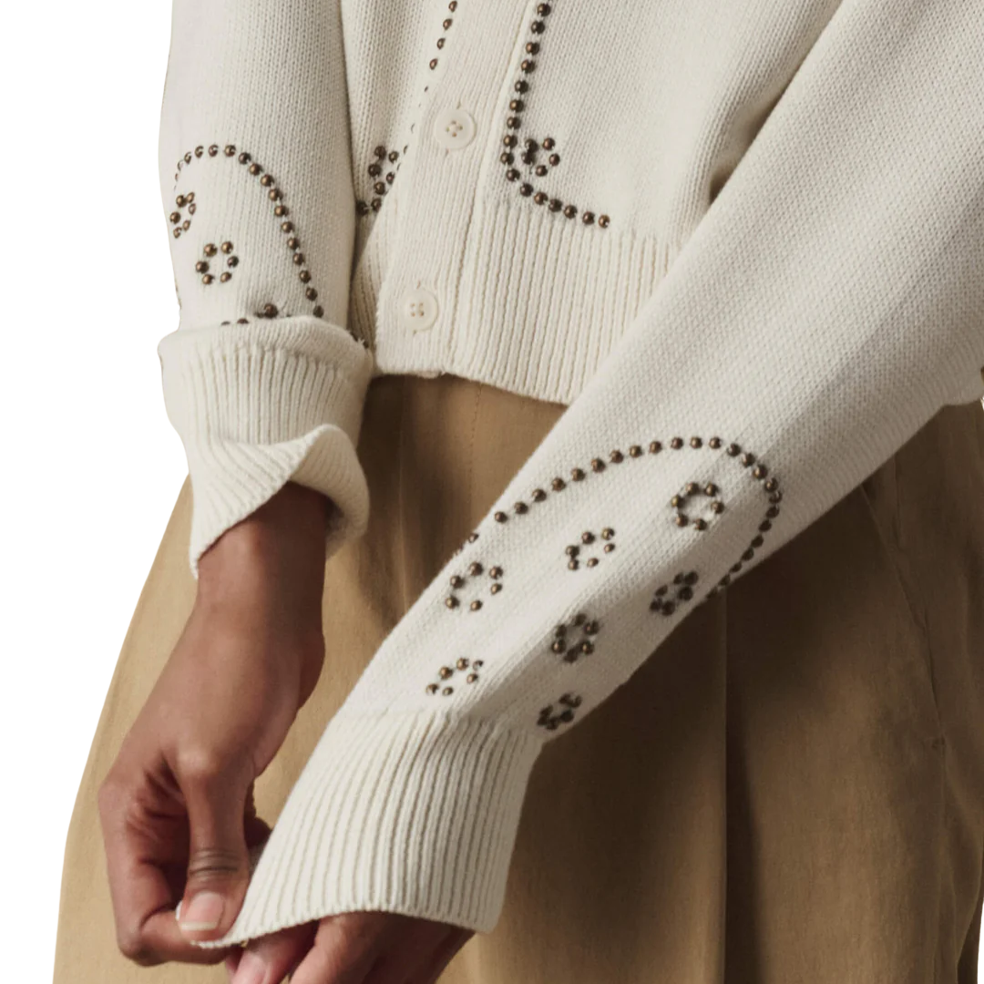 The Studded Cardigan in Natural