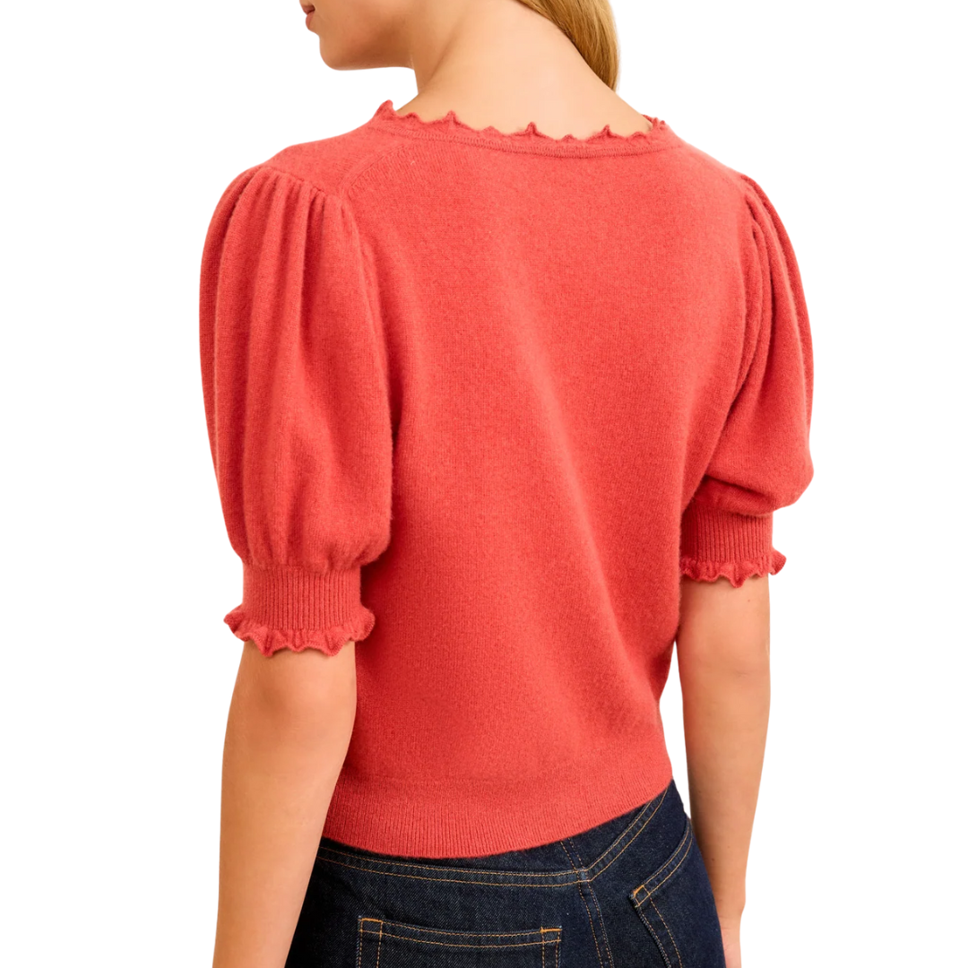 Polline Short Sleeve Top in Coral
