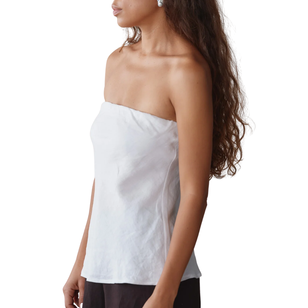 The Linen Tube Top in Powder