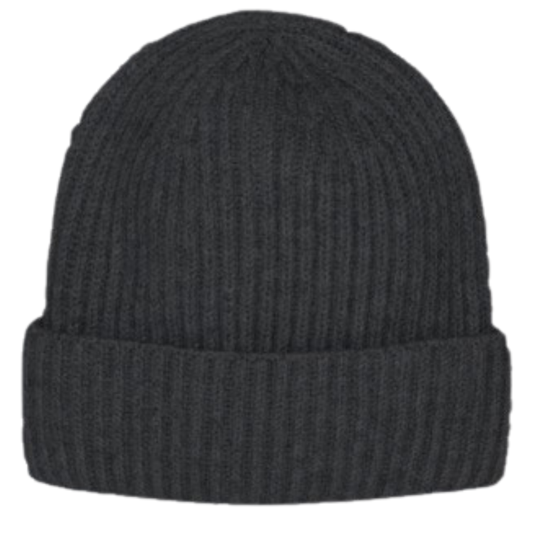 Cashmere Rib Beanie in Black