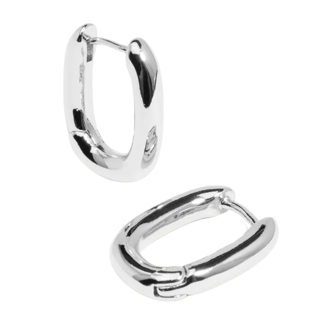 Small Chunky U Shape Huggie in Silver