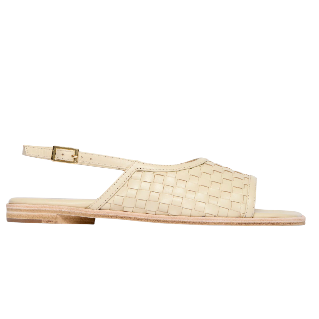 Carmen Slingback Sandal in Vanilla Woven Calf