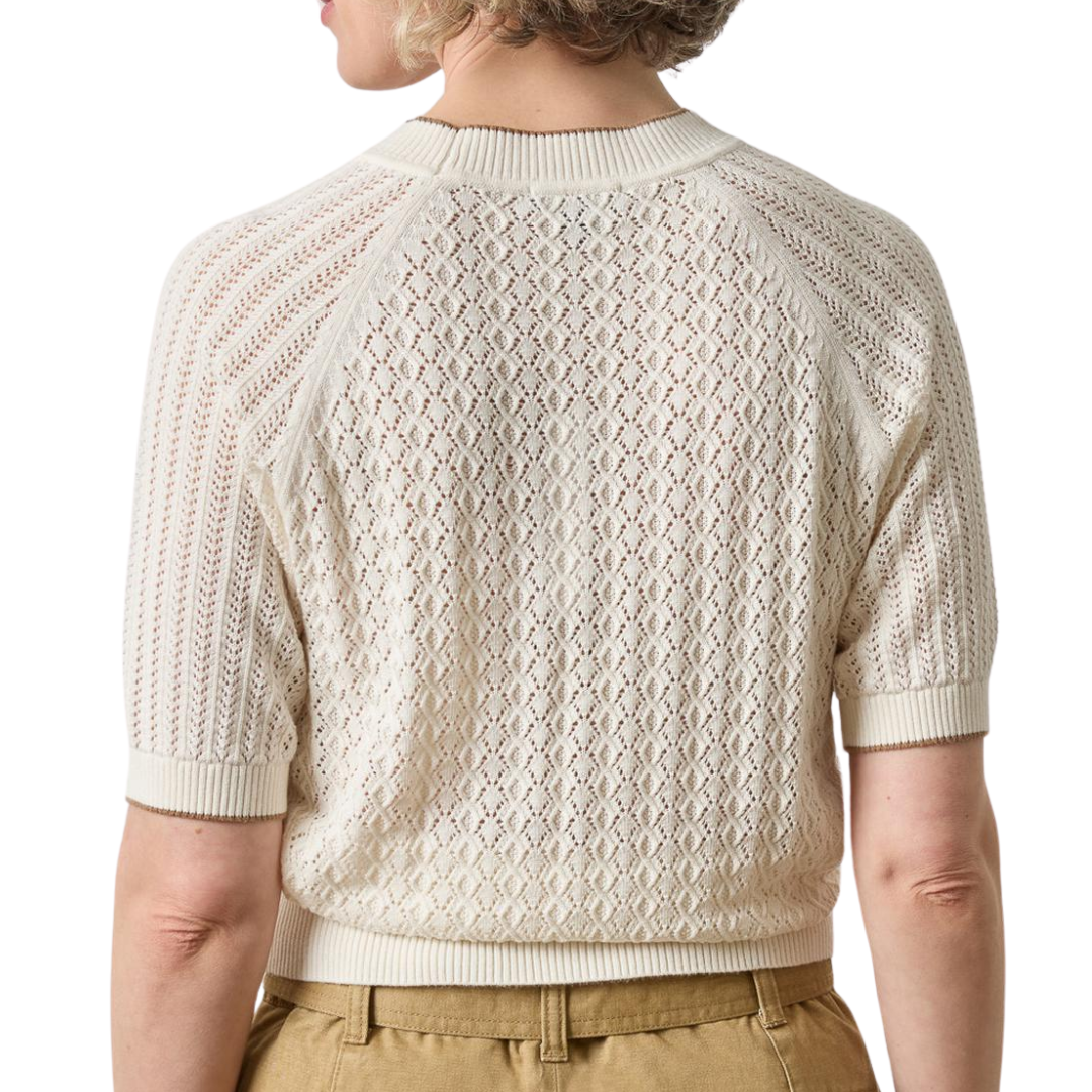Mixed Stitch Crewneck Sweater in Ivory