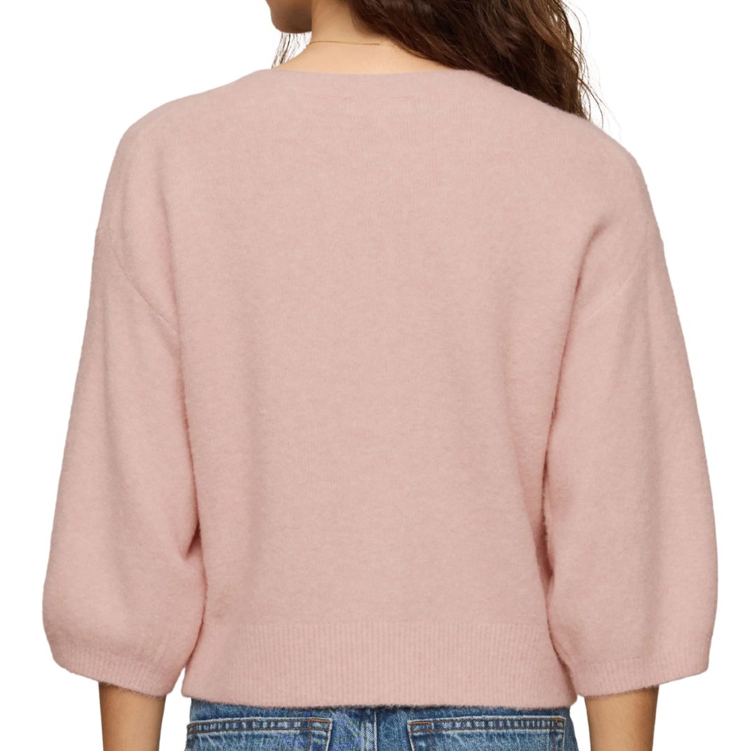 Valor Short Sleeve Cardigan in Soft Blush