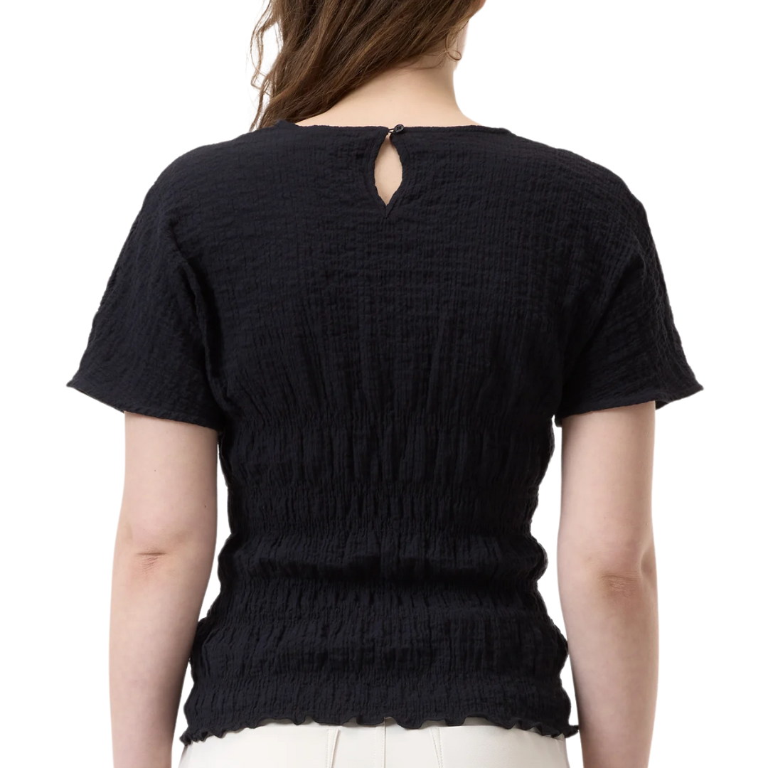 Crinkle-Effect Top in Black
