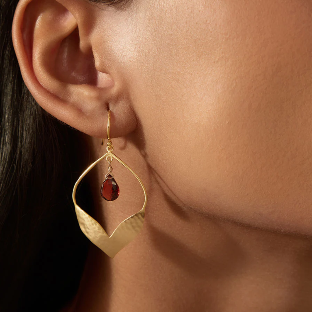 Infinite Possibilities Garnet Lotus Earrings