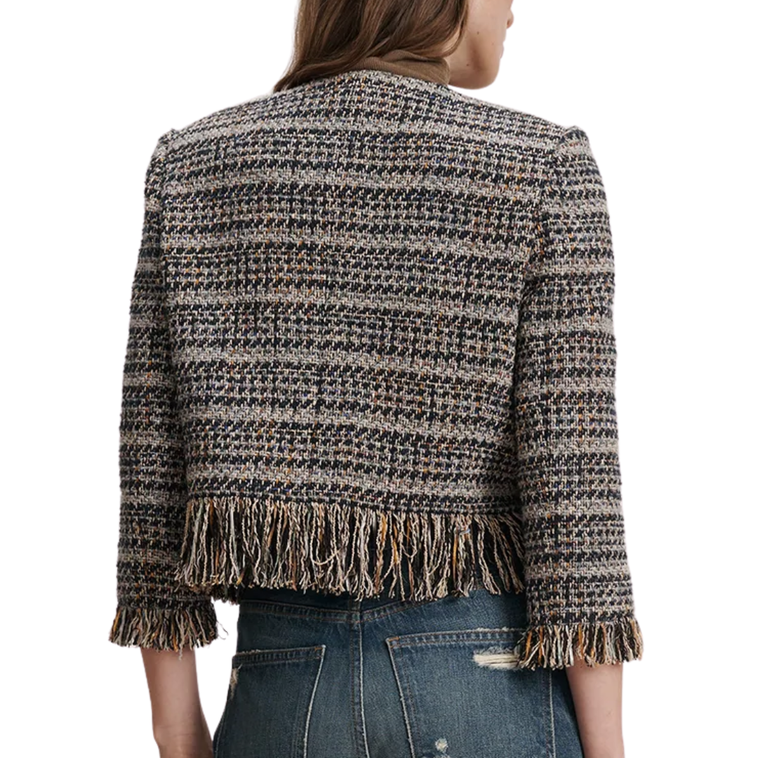 Lyons Fringe Jacket in Navy Multi