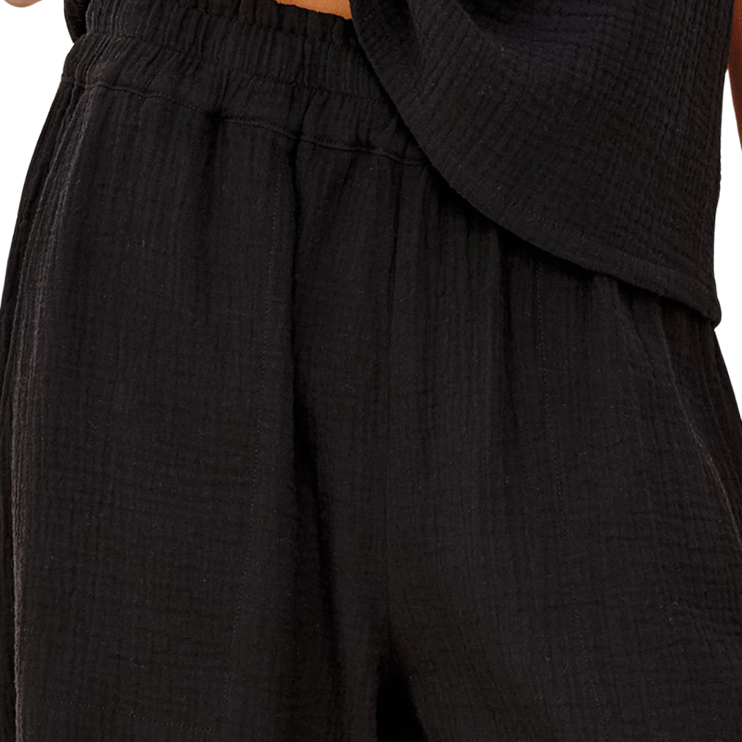 Leon Crop Pant in Black Gauze
