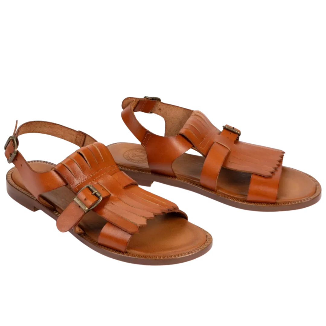 Cordoba Fringe Leather Sandal in Tan