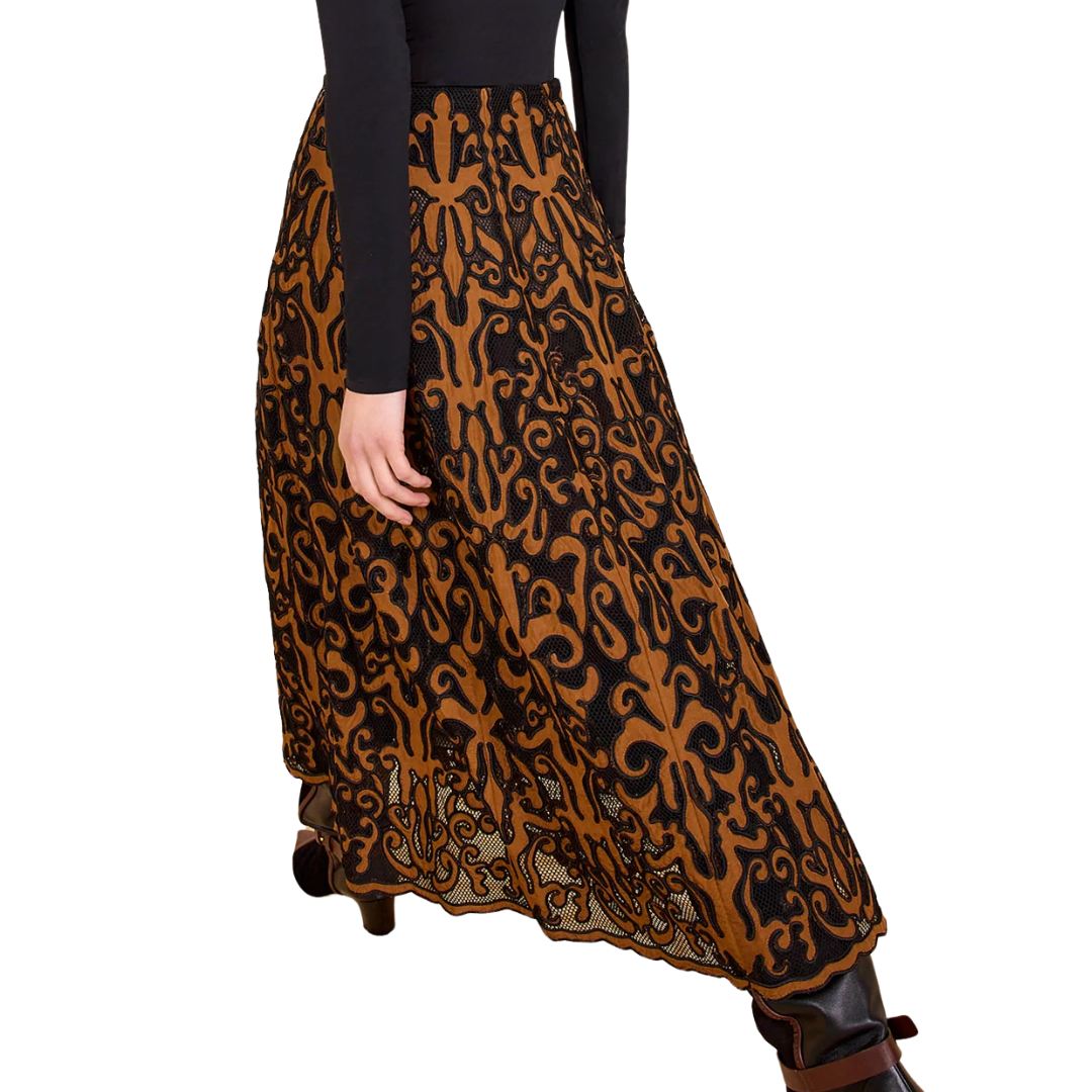 Gili Applique Midi Skirt in Saffron