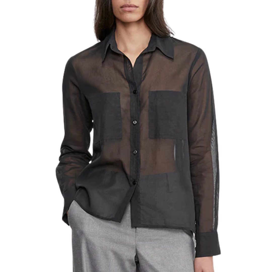 Cotton Organza Shirt in Black