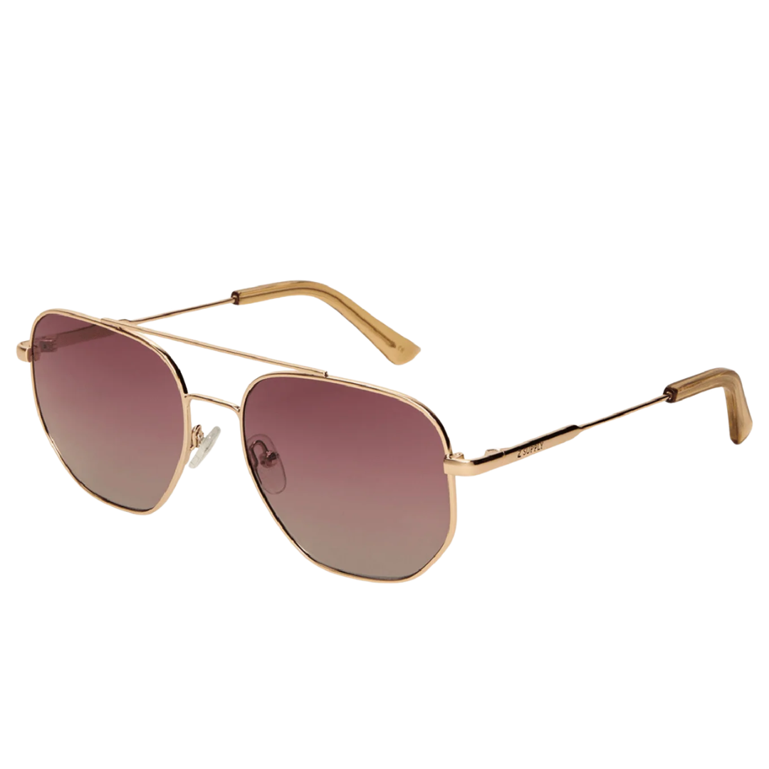 Highway Polarized Sunglasses in Rose Gold - Gradient