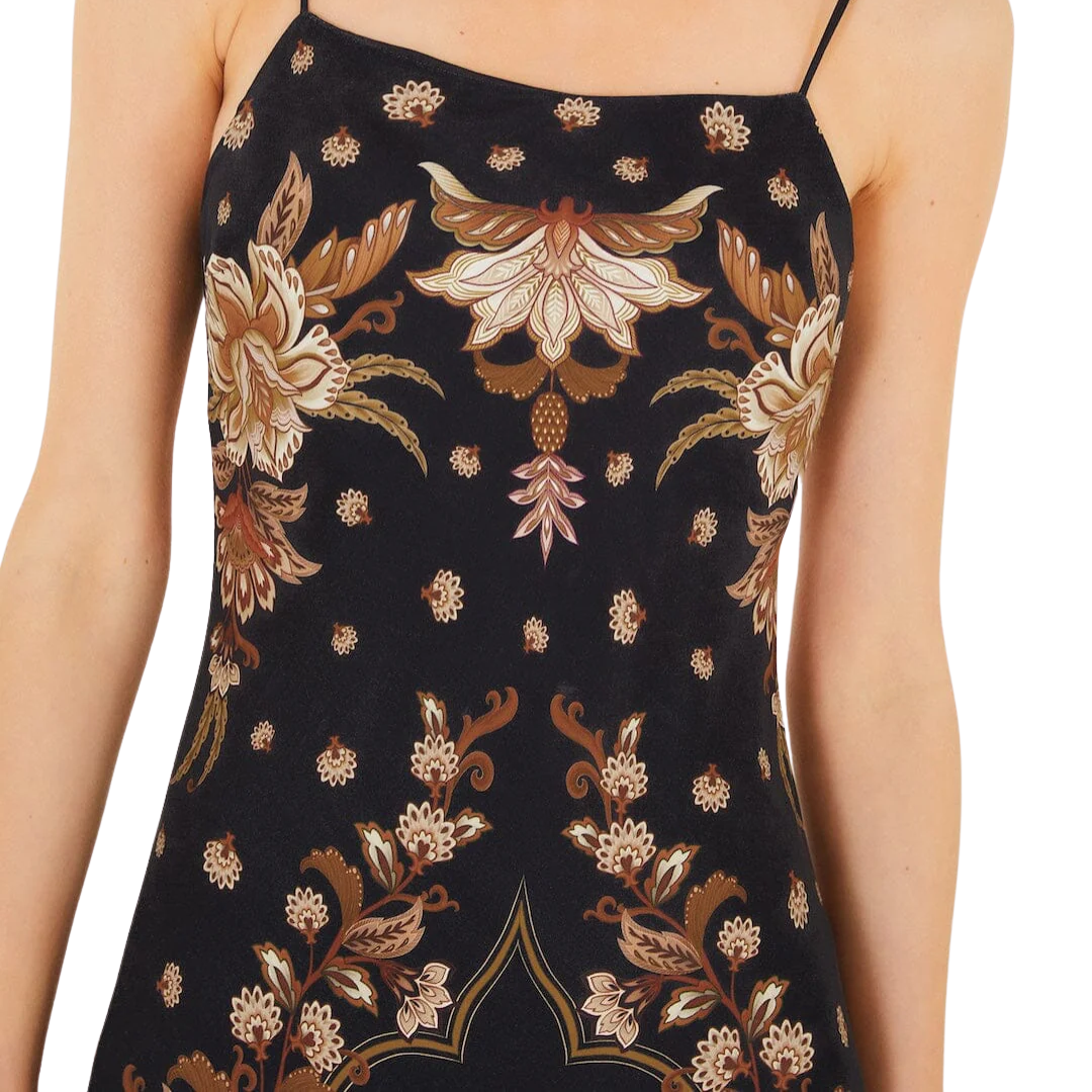 Slip Maxi Dress in Black Majestic Garden