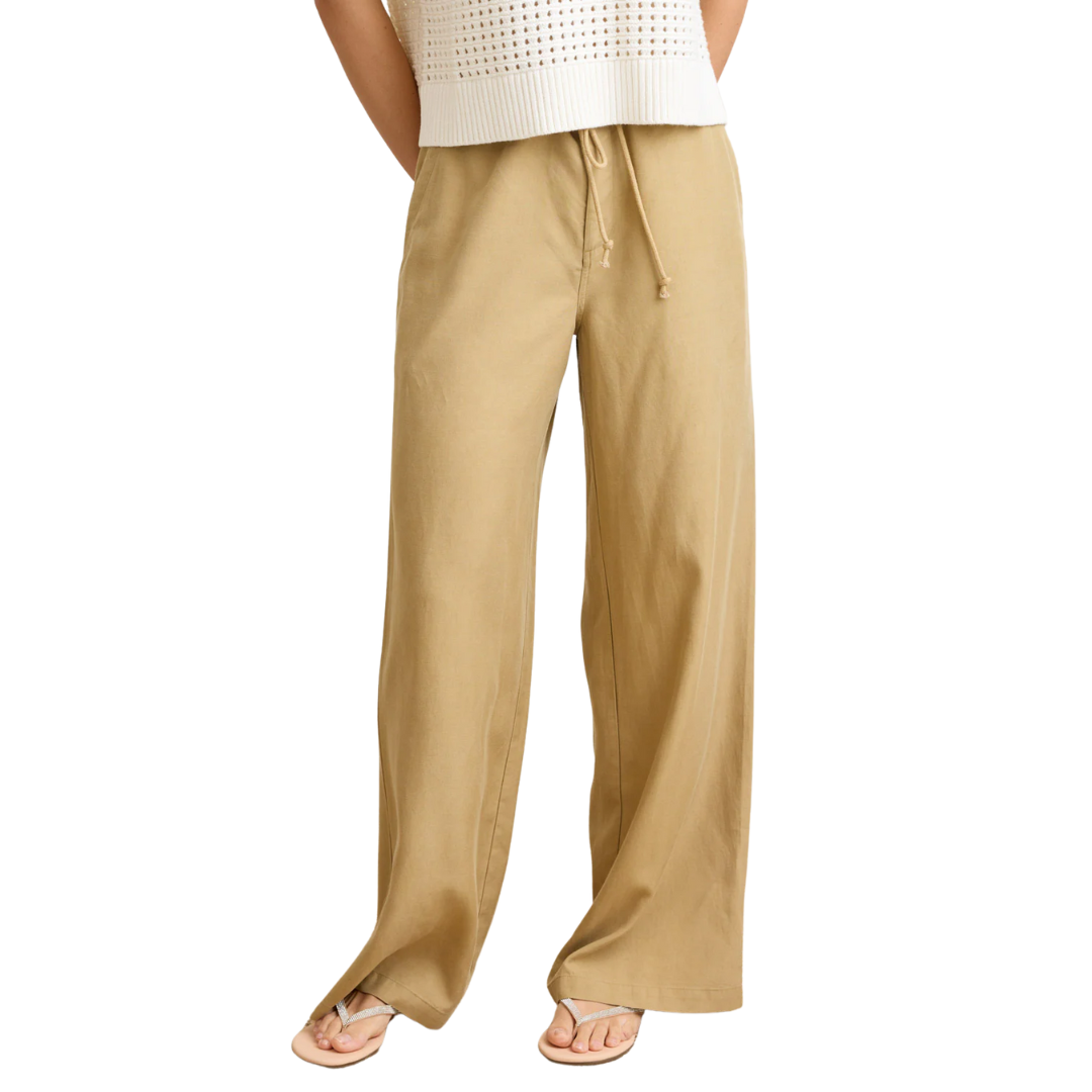 Brynn Tie Front Pant in Tan