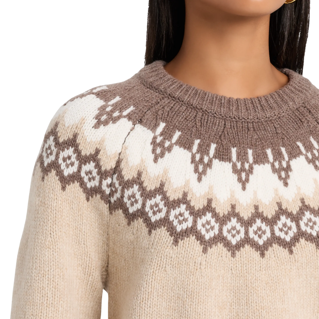 Beth Fairisle Raglan Sweater in Beige Multi