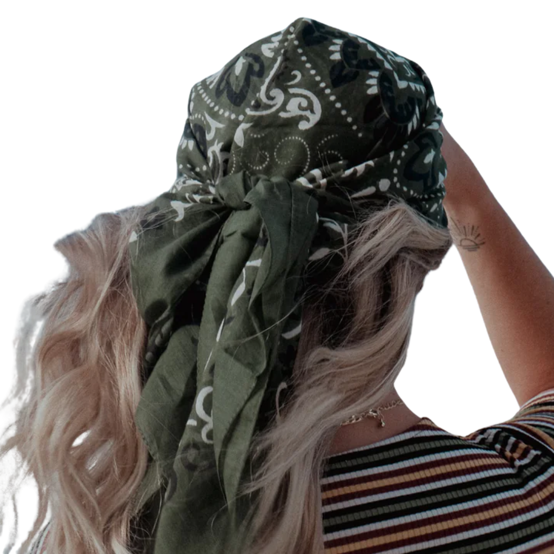 Cotton Bandana Scarf in Forest Green