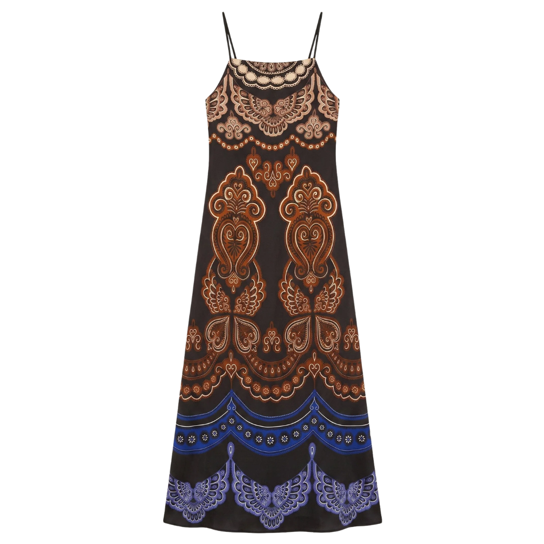 Nicole Sleeveless Slip Maxi Dress in Black