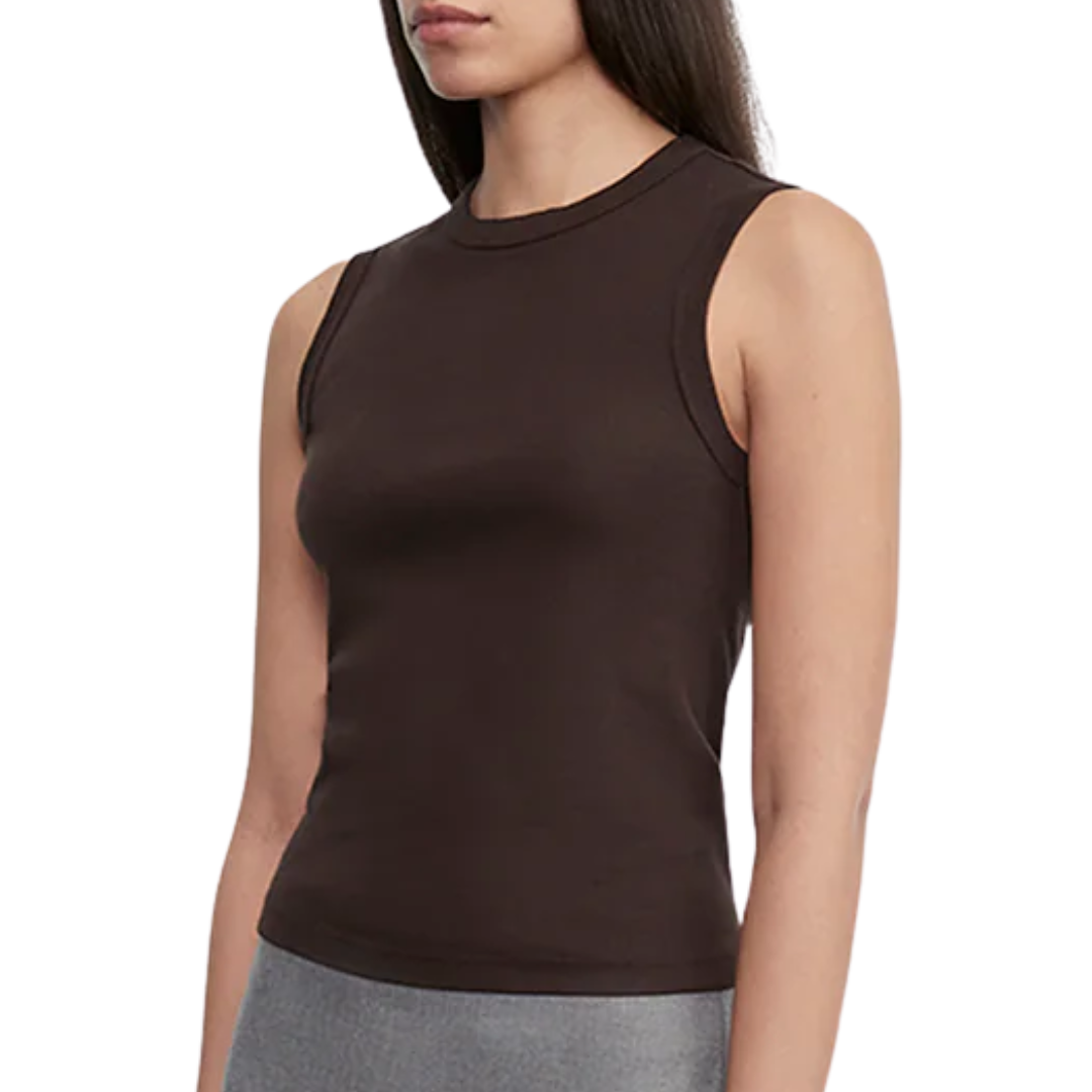 Supima Cotton Classic Sleeveless Tee in Coffee Bean