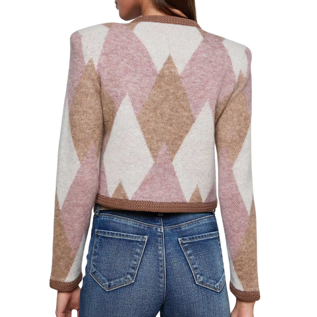 Siobhan Cardigan in Natural/Mauve Multi Argyle