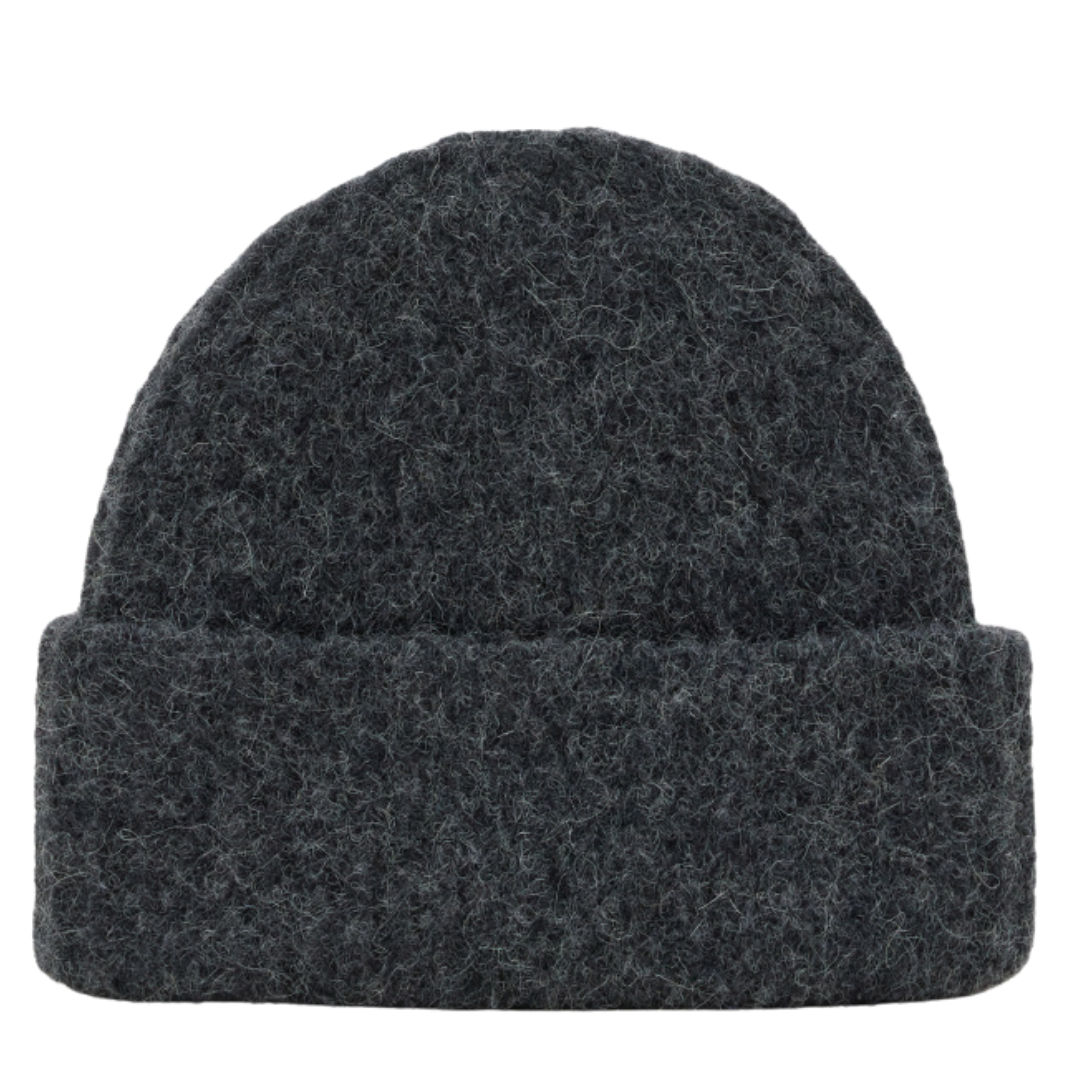 Knitted Hat in Dark Grey Melange