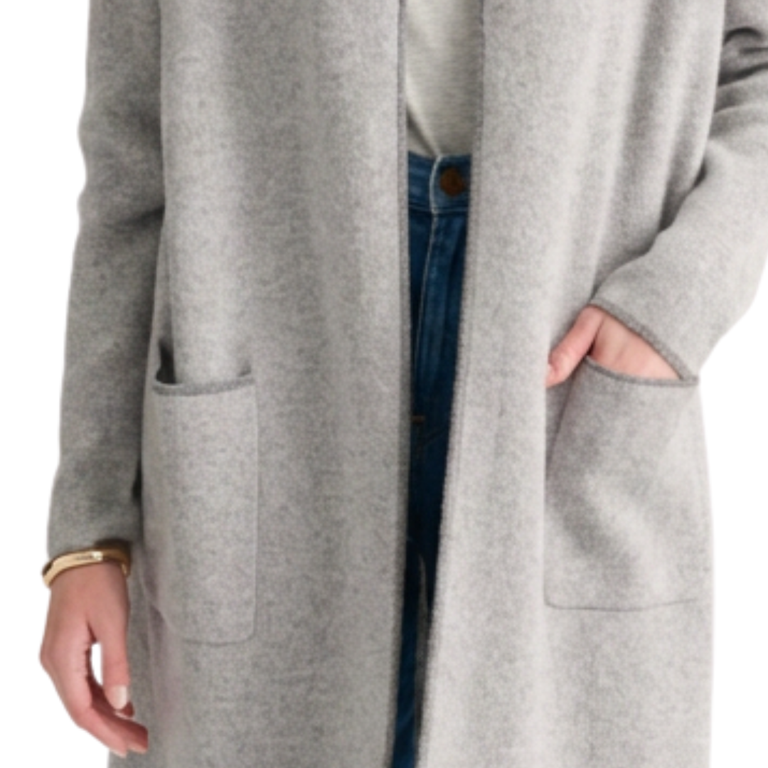 Doubleknit Tweed Easy Cardigan in Granite/Ivory