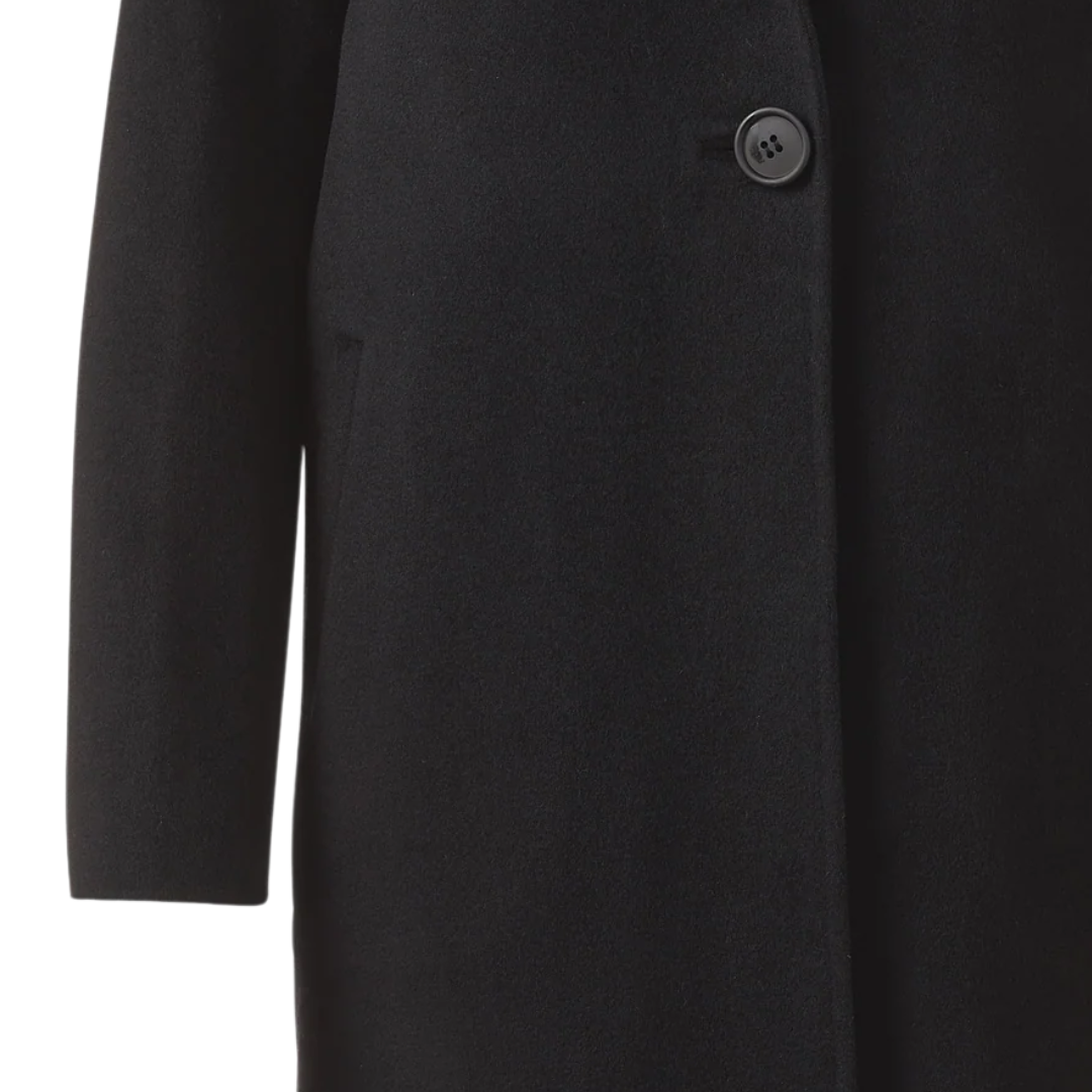 Long Notch Collar Coat in Black