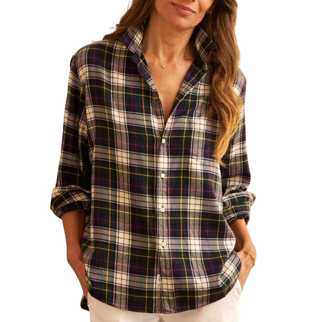 Eileen in White, Navy, Red Plaid
